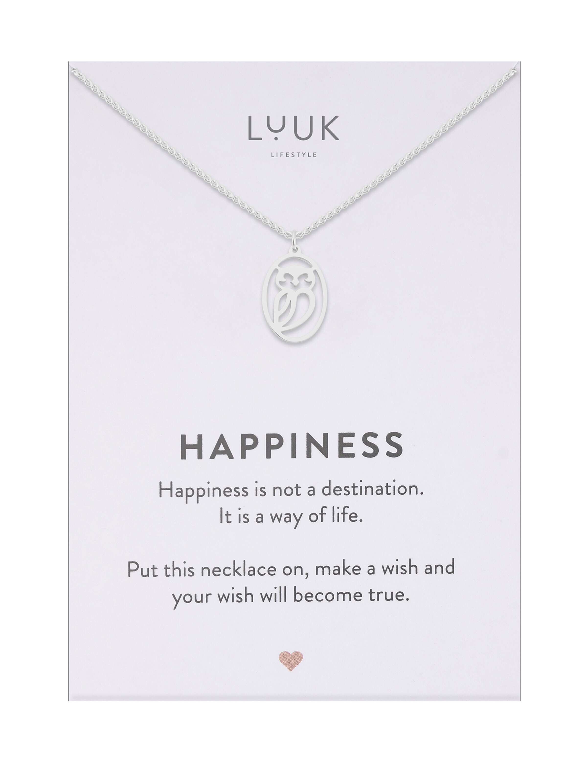 LUUK LIFESTYLE Necklace 'LUUK LIFESTYLE Halskette "Eule"' in Silver: front