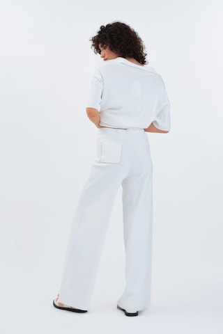 Wide Leg Pantalon 'Fletcher' Aligne en blanc