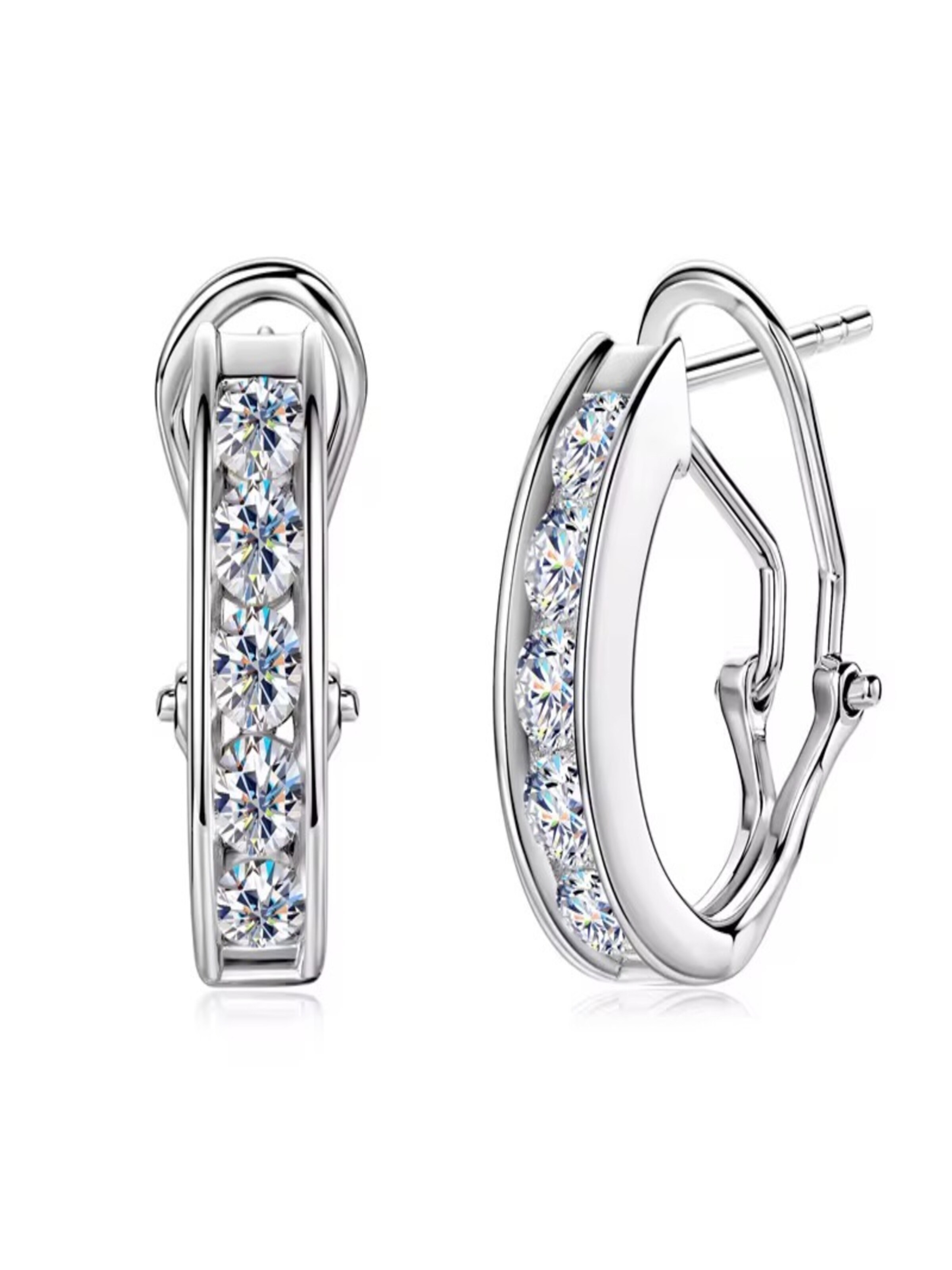 ROUGEMONT Jewellery Earrings 'Funkelnde Moissanit Creolen Ohrringe' in Silver: front