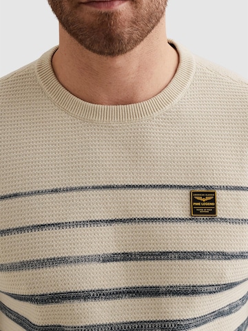 PME Legend - Jersey 'Pullover in 100% cotton with stripe pattern' en beige