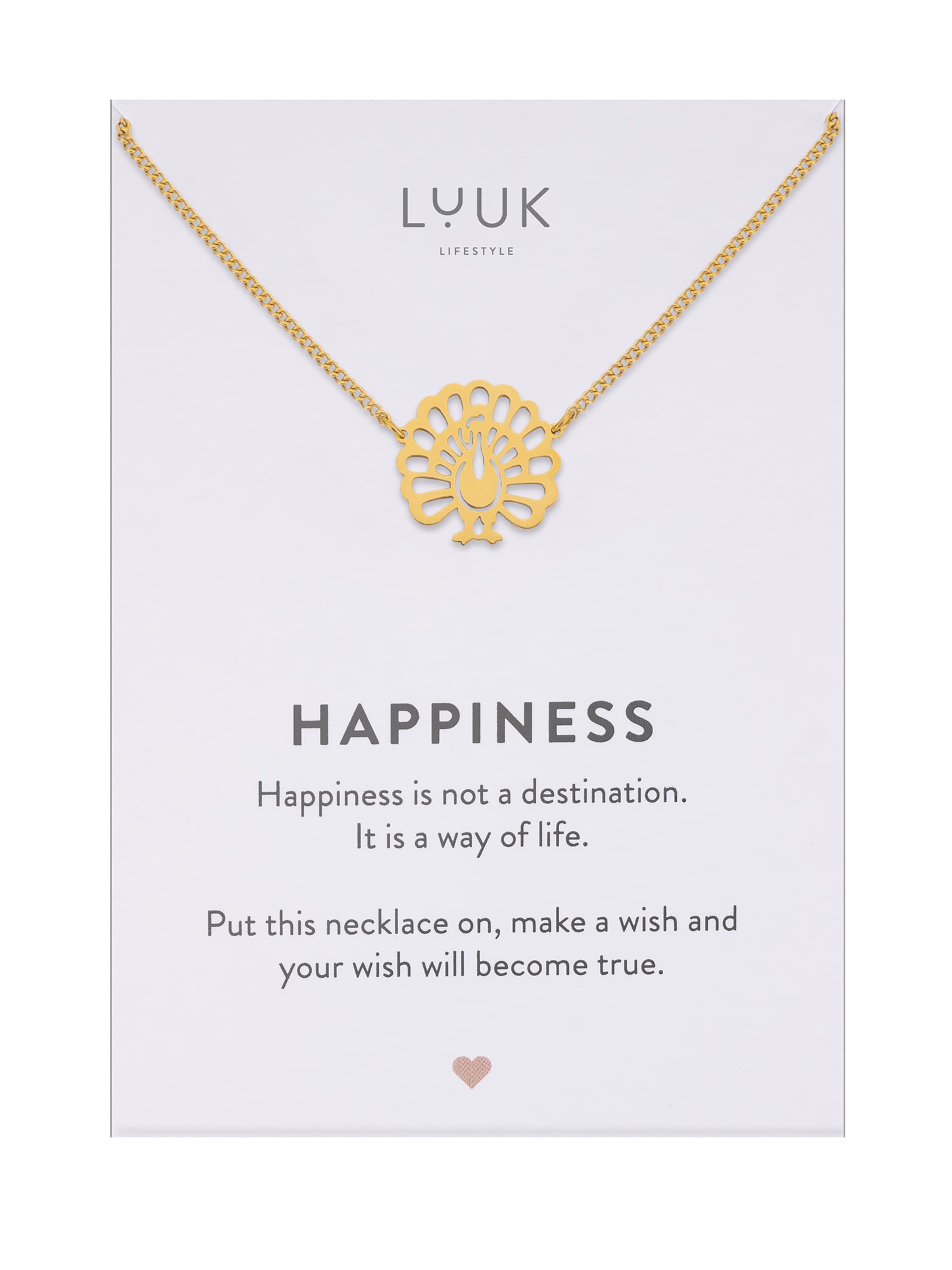 LUUK LIFESTYLE Kette 'LUUK LIFESTYLE Halskette "Pfau"'‌‌‌ in Gold: Vorderseite
