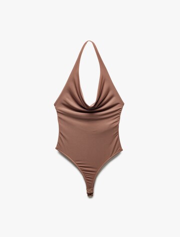 Koton Shirt Bodysuit in Brown