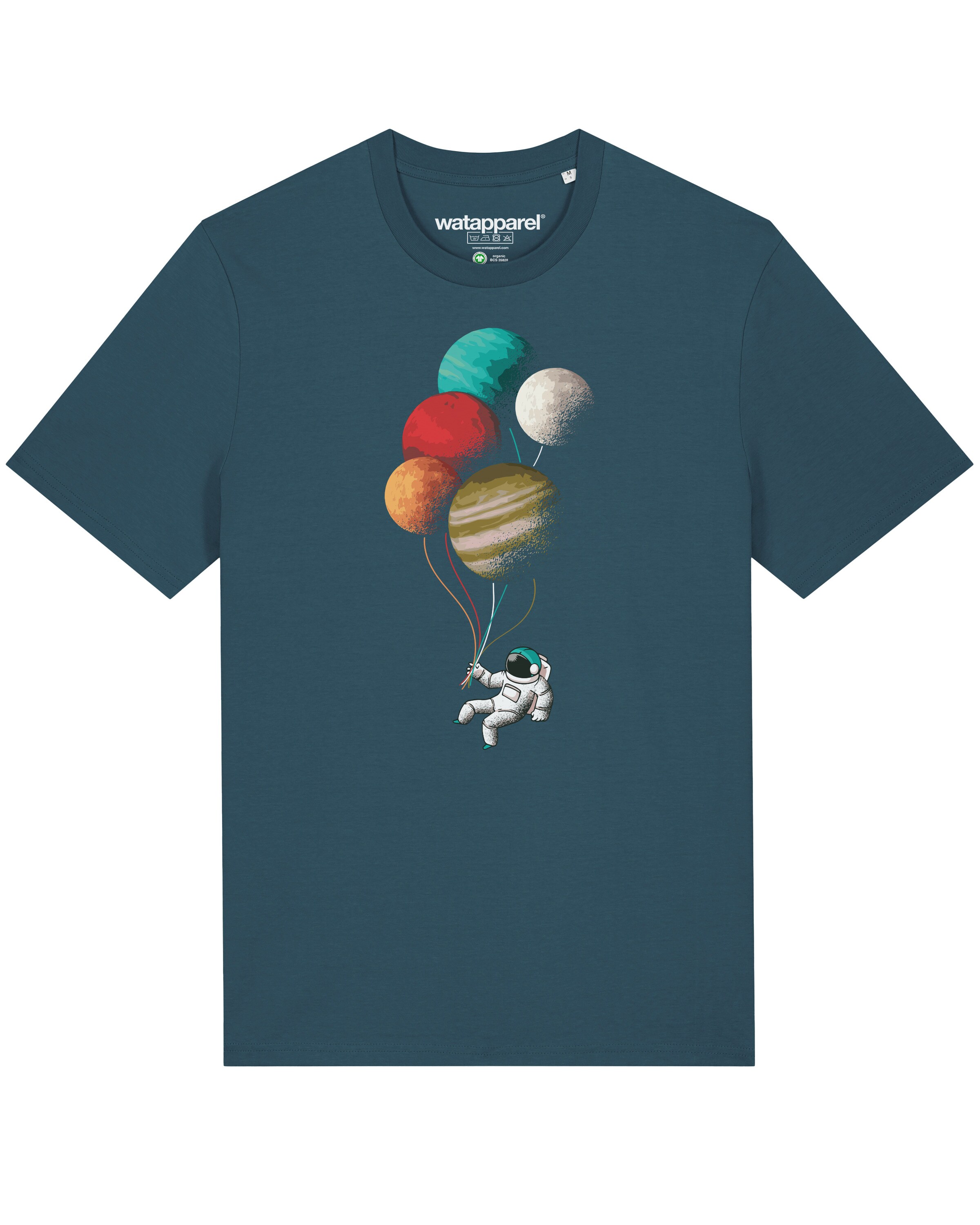Maglietta 'Balloon Spaceman' di Watapparel in blu: frontale