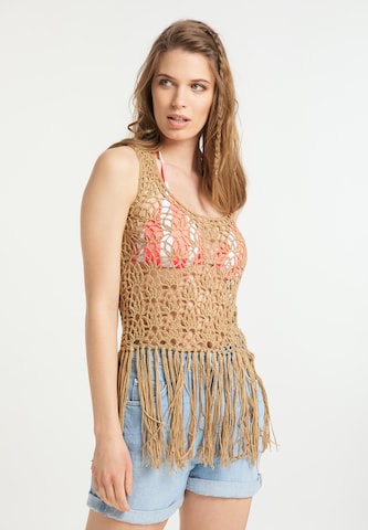 usha FESTIVAL Knitted Top in Beige: front