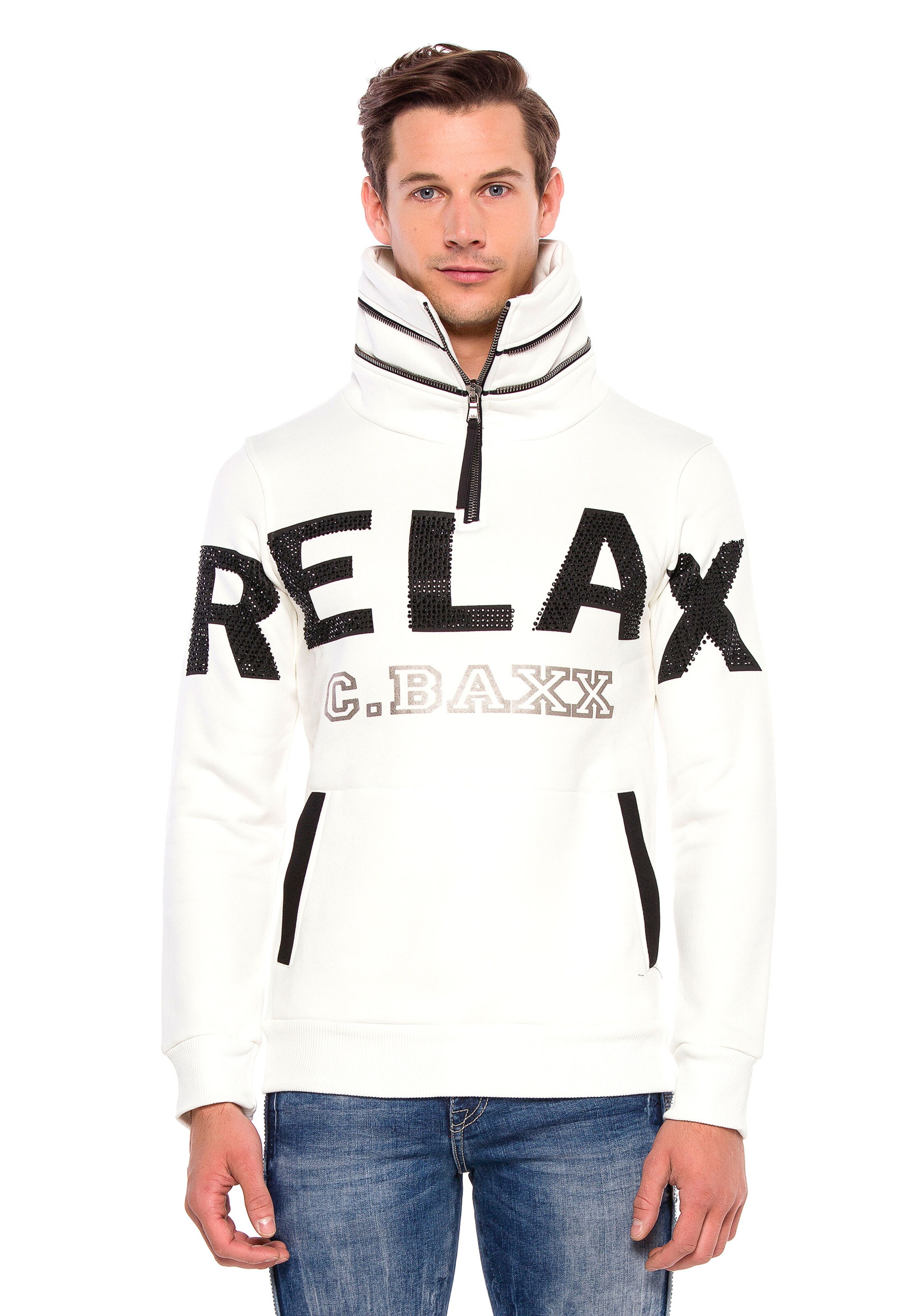 CIPO & BAXX Sweatshirt in Wit: voorkant