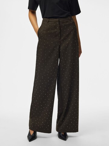 PIECES Wide leg Broek 'PCFALKA' in Bruin