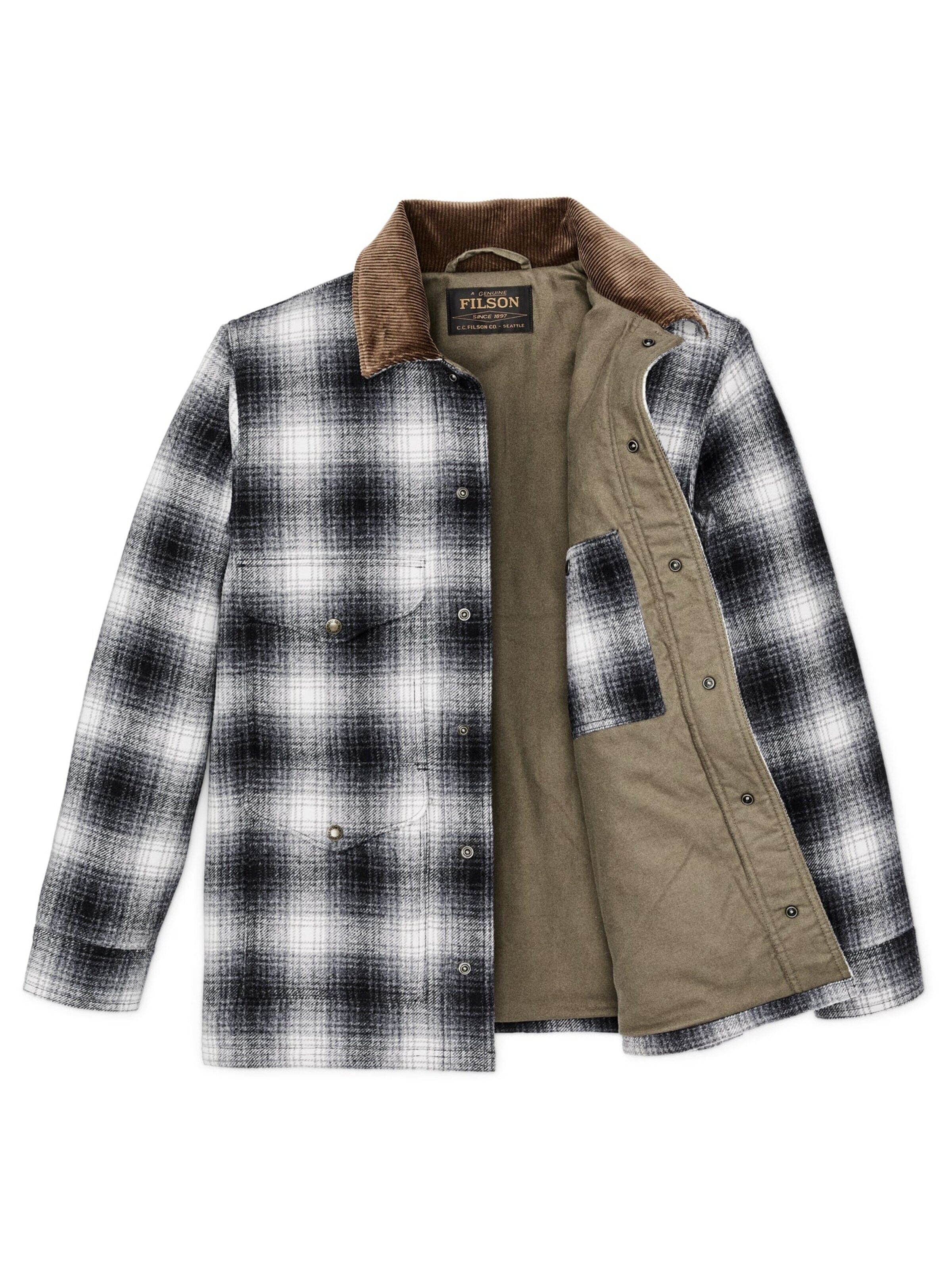 Giacca di mezza stagione 'Spokane Insulated Cruiser Charcoal Ombre' di Filson in nero