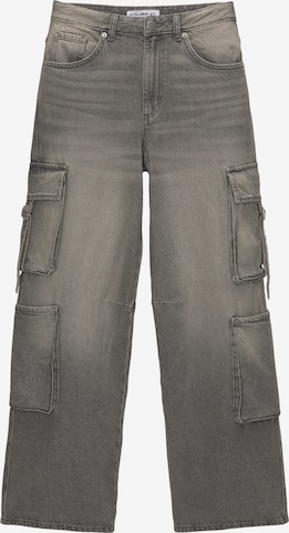 Pull&BearWide Leg/ Široke nogavice Cargo traperice - siva boja: prednji dio