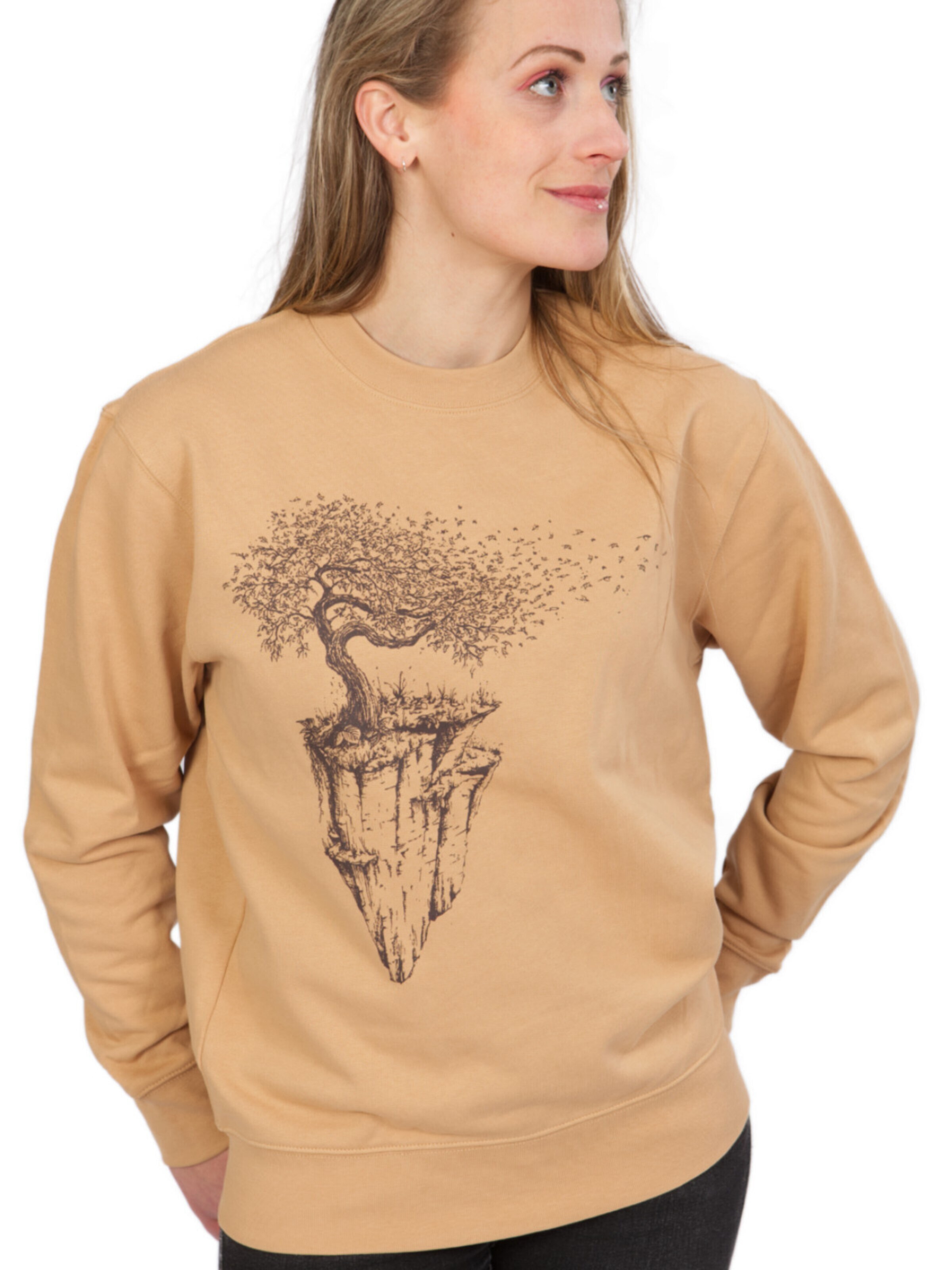 Life-Tree Pullover 'Organic Fairwear Maple Island'‌‌‌‌‌‌‌ in Beige