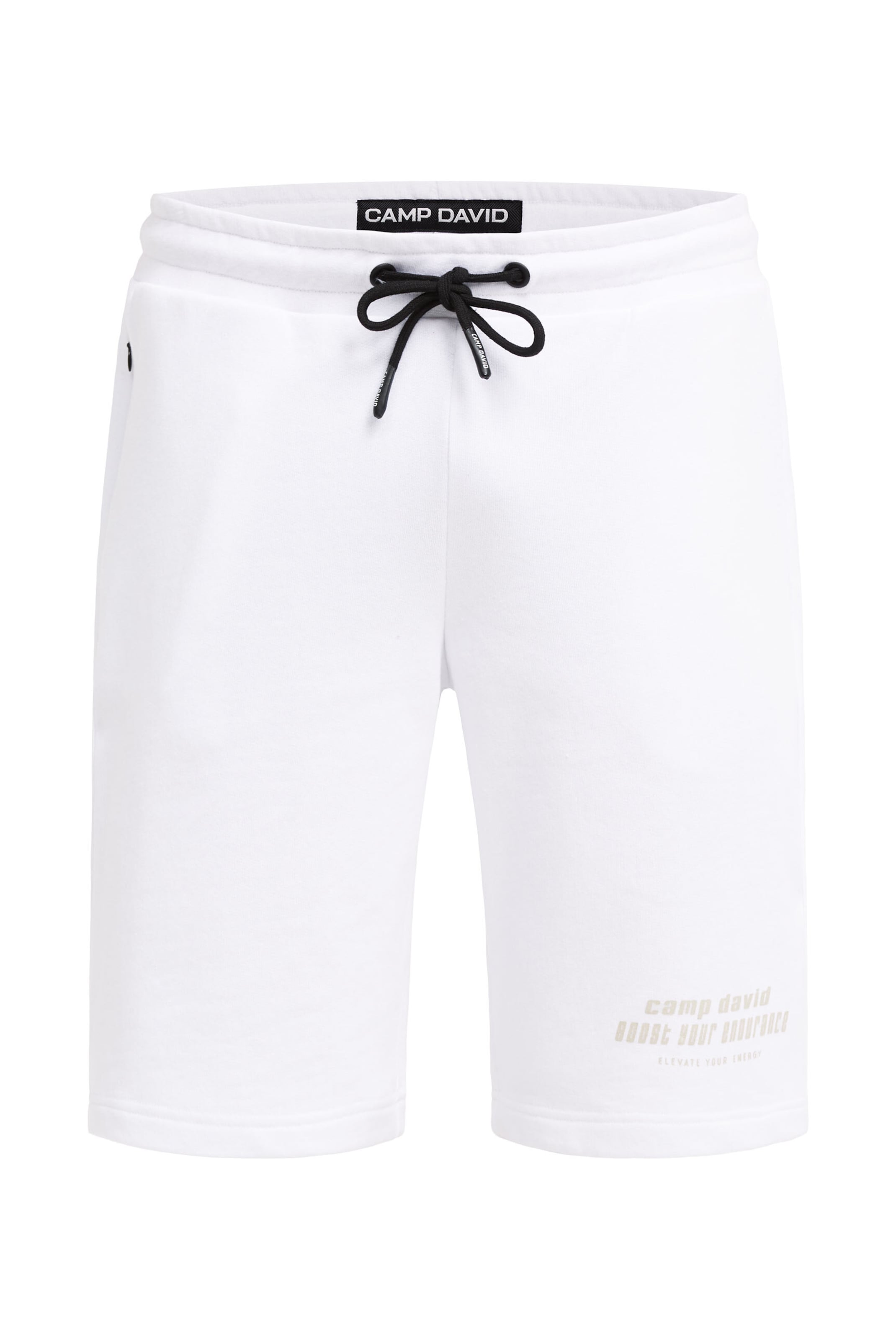 CAMP DAVID Regular Sweatshorts mit Label Print in Weiß: Vorderseite