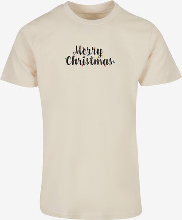 T-Shirt 'Merry Christmas Lights' Merchcode en beige : devant