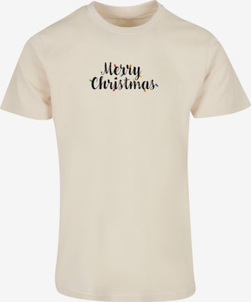 T-Shirt 'Merry Christmas Lights' Merchcode en beige : devant