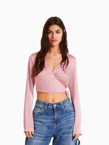 T-shirt Bershka en rose : devant