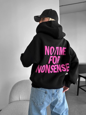 Kleidermafia Sweatshirt 'Oversize “No Time for Nonsense” Hoodie - Black' in Black