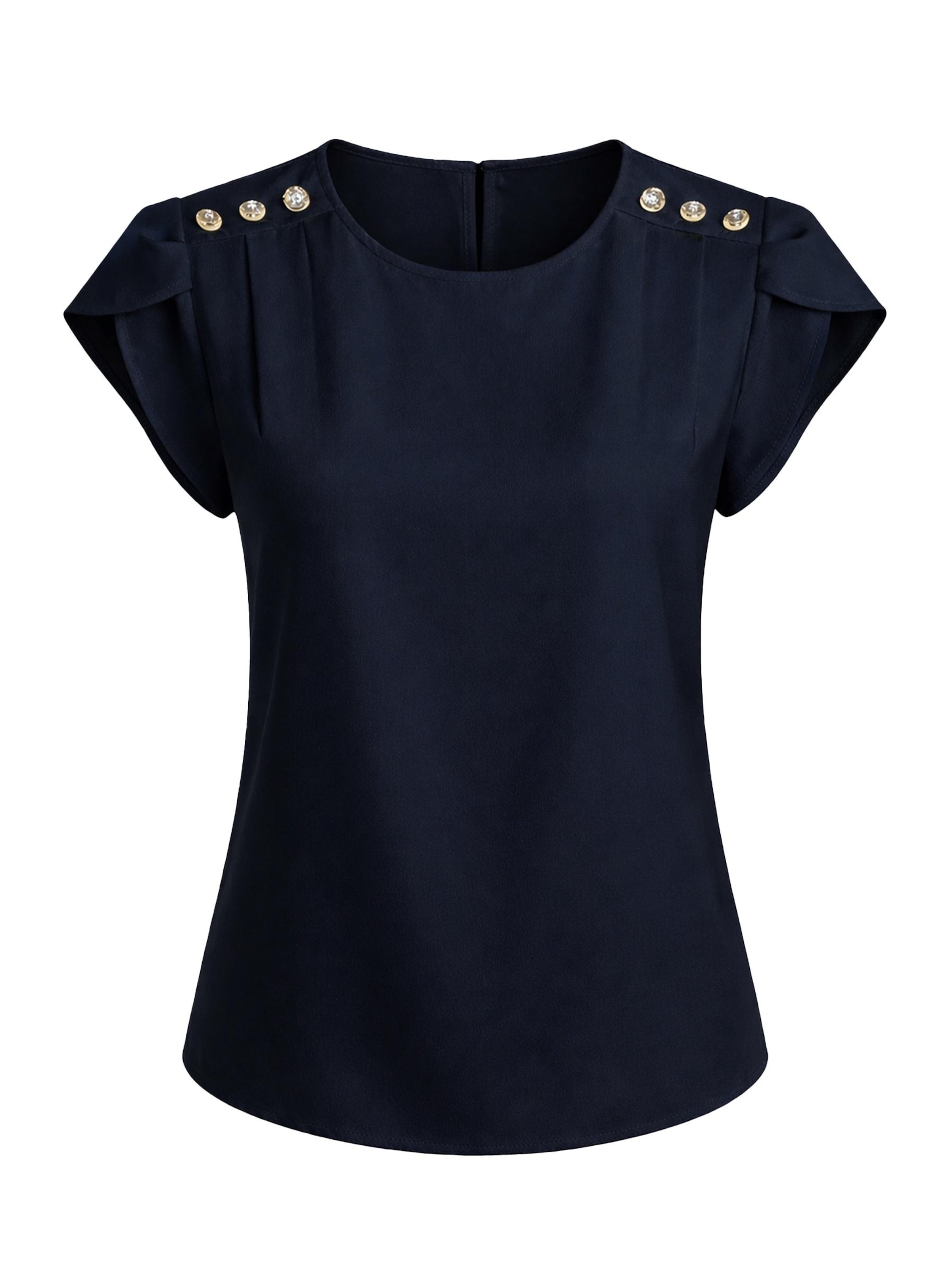 REGINA FASHION Blouse 'Short Sleeve Blouse with Decorative Shoulder Buttons' in Blauw: voorkant