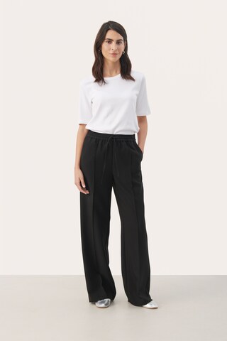 Part Two Wide leg Trousers with creases in Black