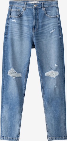 Coupe slim Jean Bershka en bleu : devant