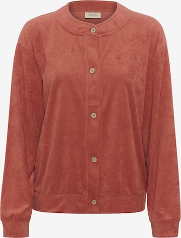 Cream Sweatvest in Bruin: voorkant