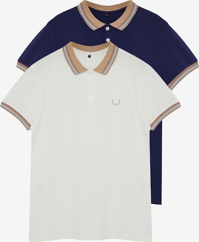 Marškinėliai iš Trendyol, spalva – tamsiai mėlyna / brokato spalva / balta, Prekių apžvalga