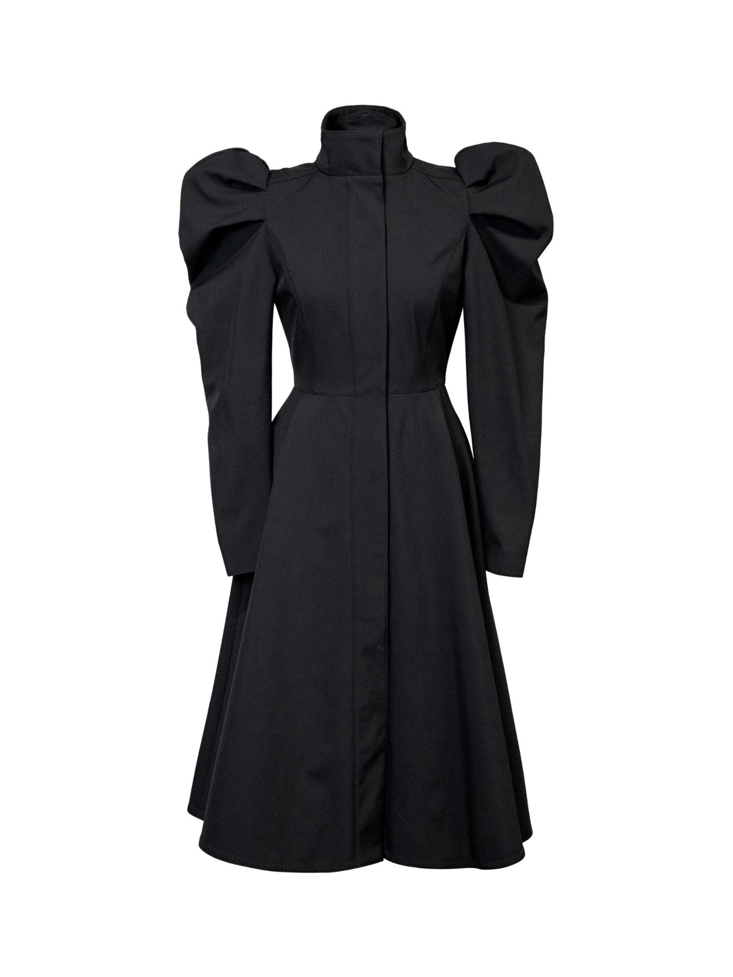 RainSisters - Abrigo de entretiempo 'Baloon-Style Sleeves' en negro: frente