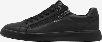Chaussure de sport à lacets 'Leder-Sneaker' Tamaris en noir : devant