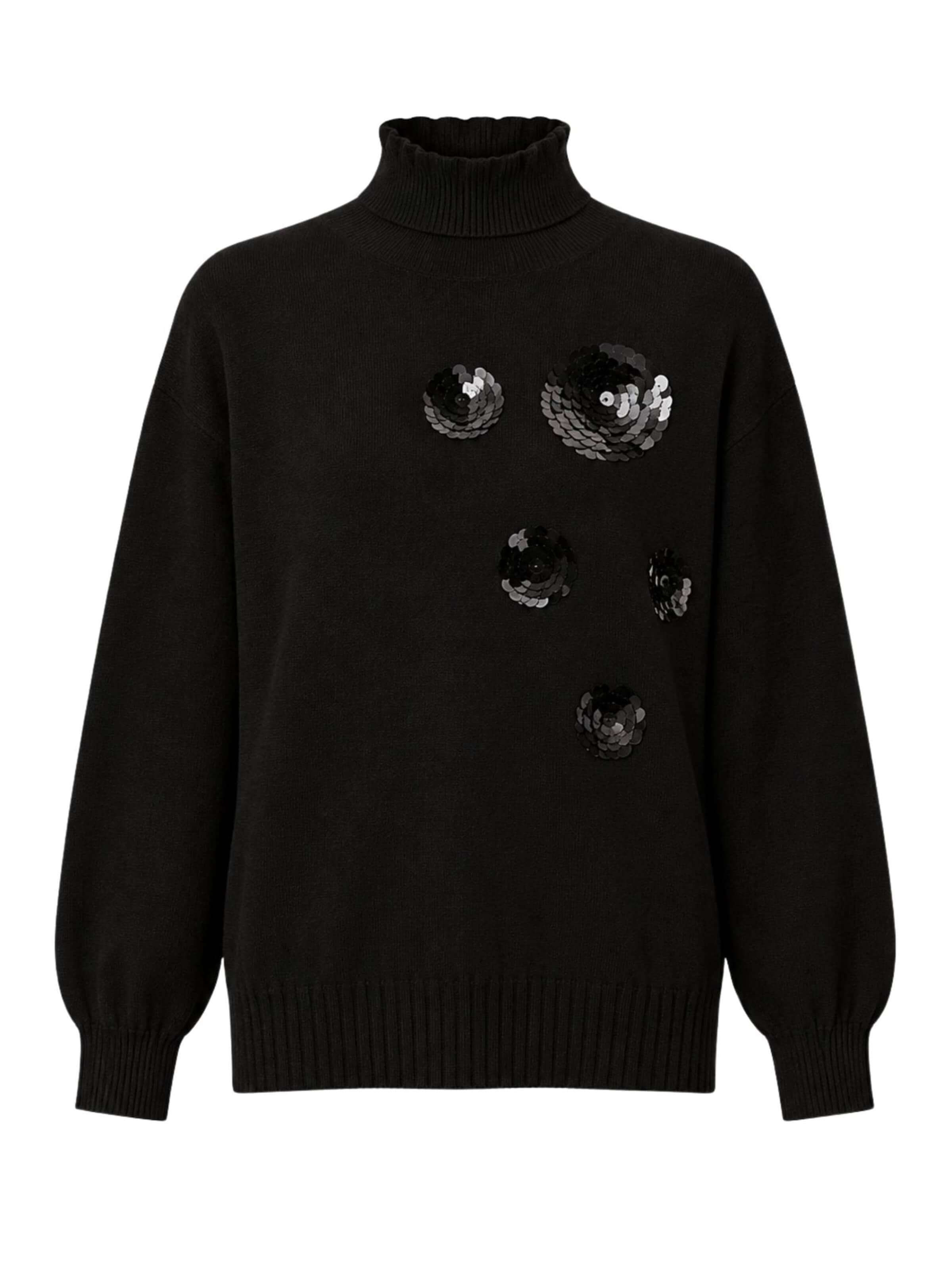 Twinset Sweater 'Sequin-Embroidered Turtleneck Sweater' in Black: front