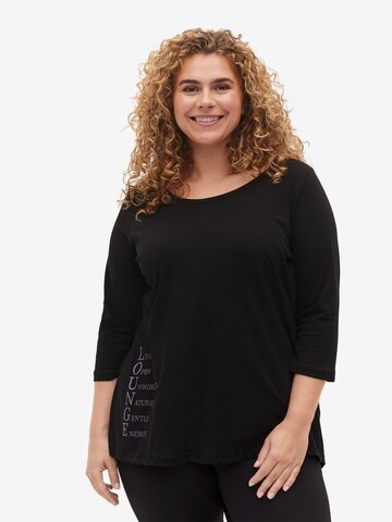 Zizzi Shirt 'Mally' in Zwart: voorkant