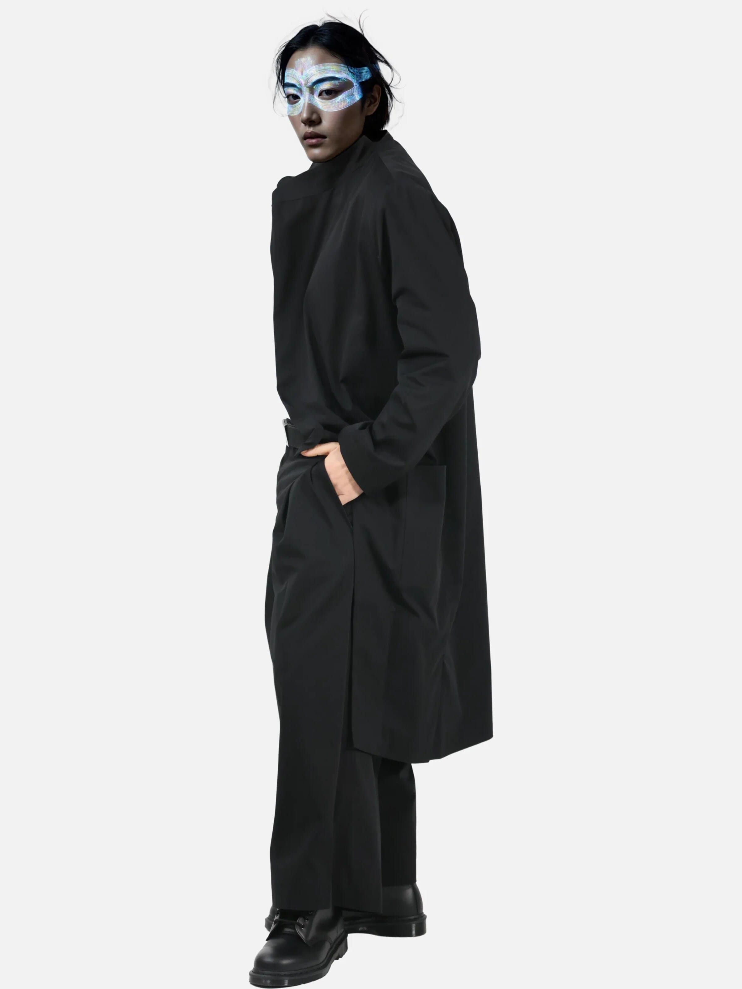 Veste mi-saison 'Manteau Taishō' Kanten en noir