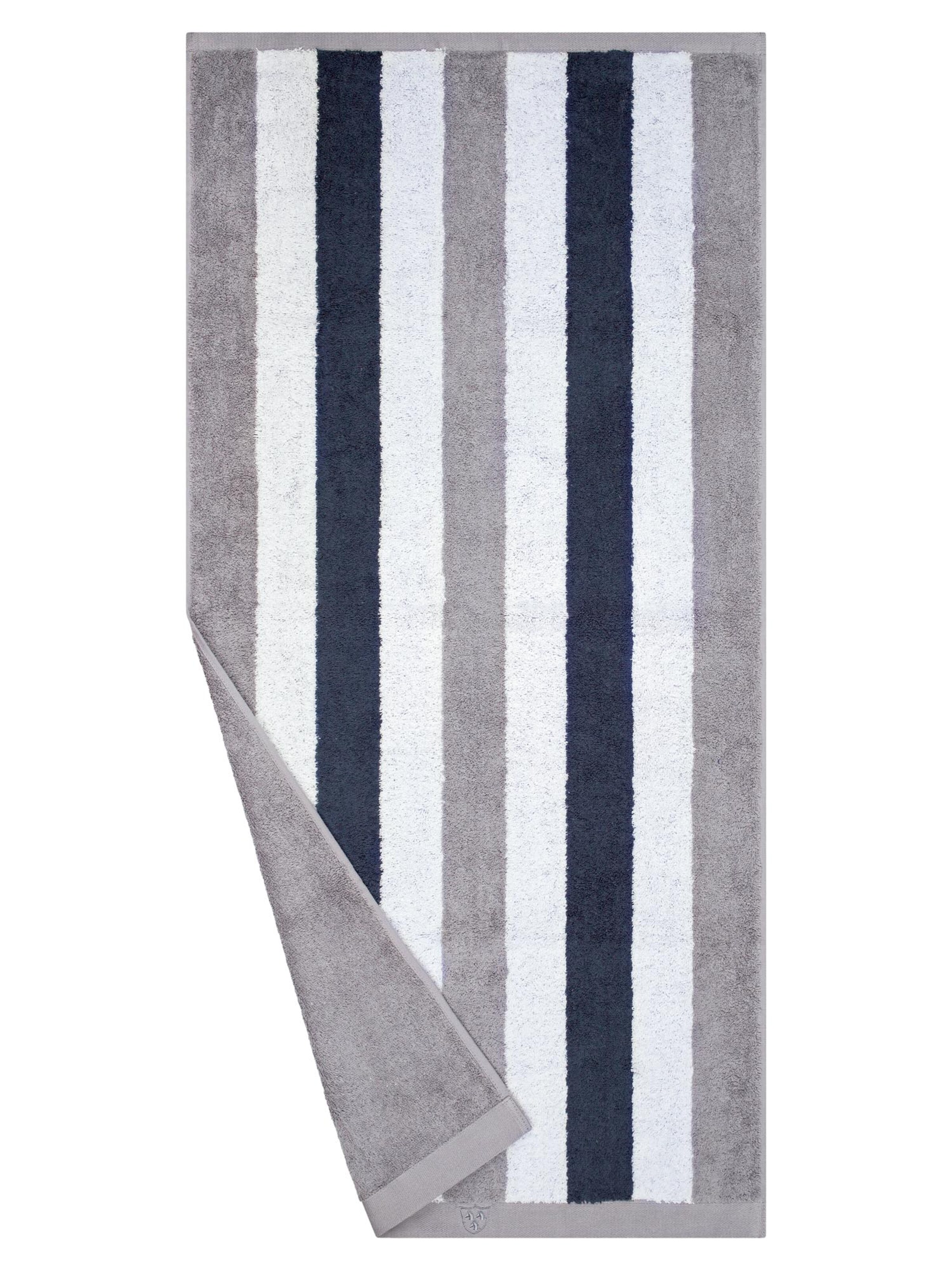 ROSS Handdoek 'Doubleface Stripes' in Grijs