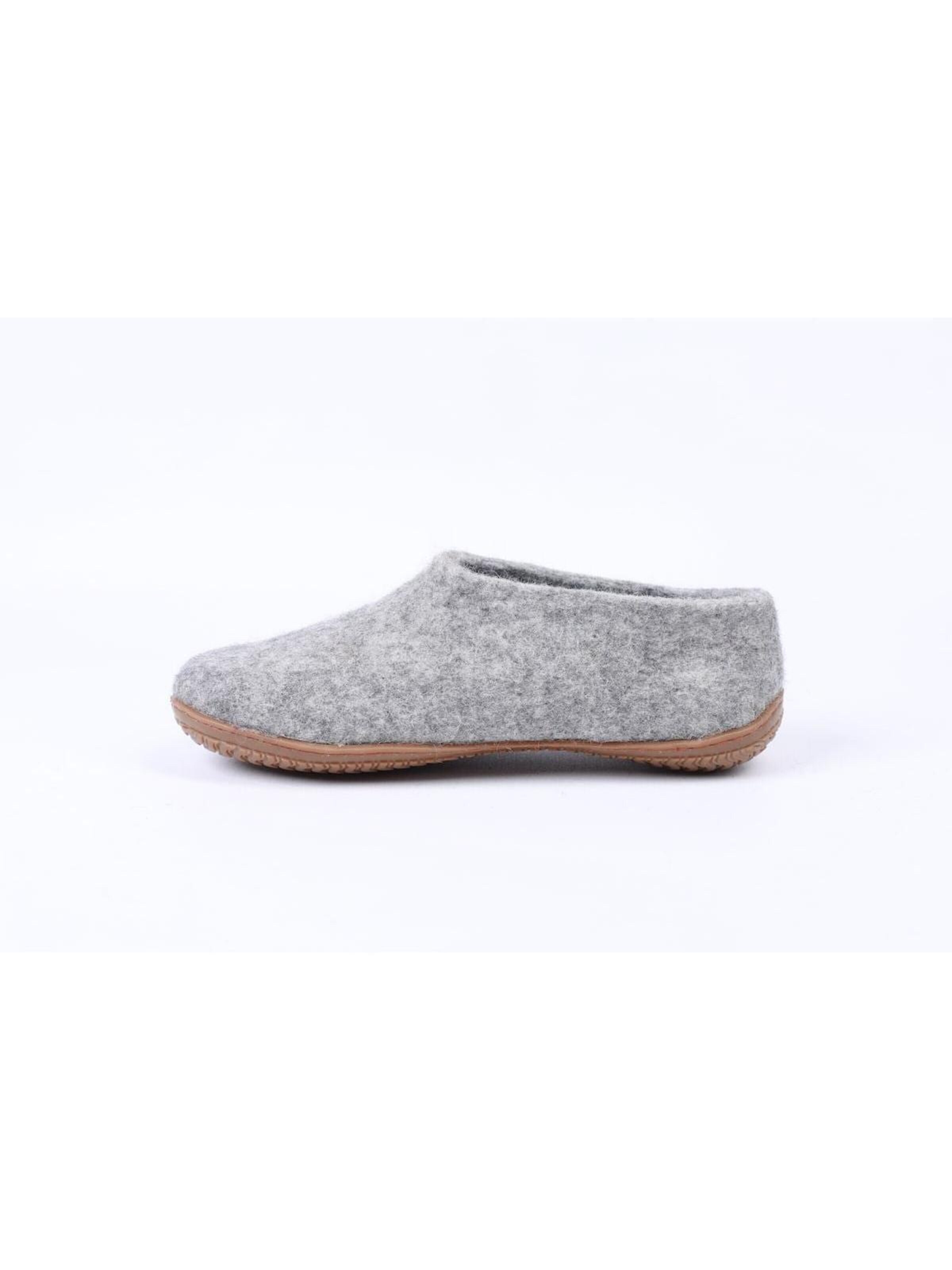 SHUS walk with nature Huisschoen 'Uldhjemmesko (100% ren uld) -m/Gummisål - Dansk Design fra SHUS' in Grijs
