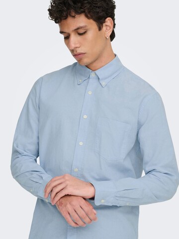 Only & Sons Comfort fit Button Up Shirt 'Gaton' in Blue
