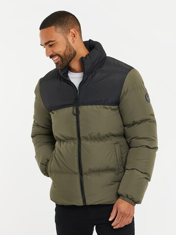 Threadbare Winter Jacket in Green: front