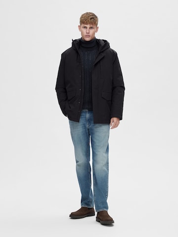 SELECTED HOMME Winter jacket 'Piet' in Black