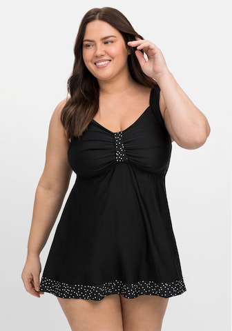 SHEEGO - Top de tankini em preto: frente