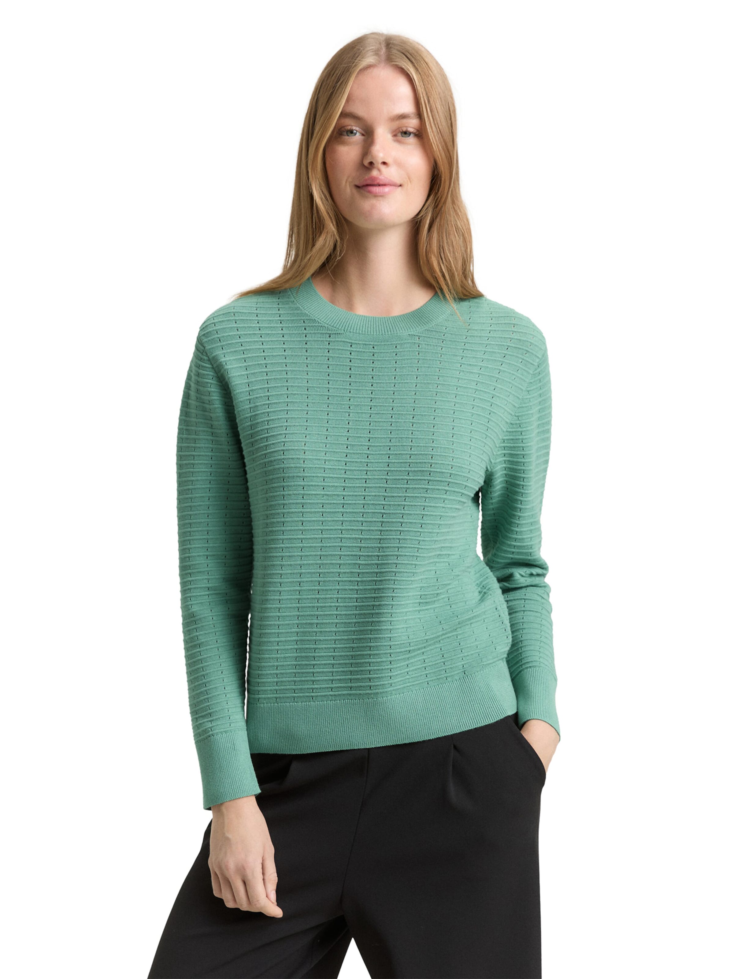 TOM TAILOR DENIM Pulóver - zöld: elől