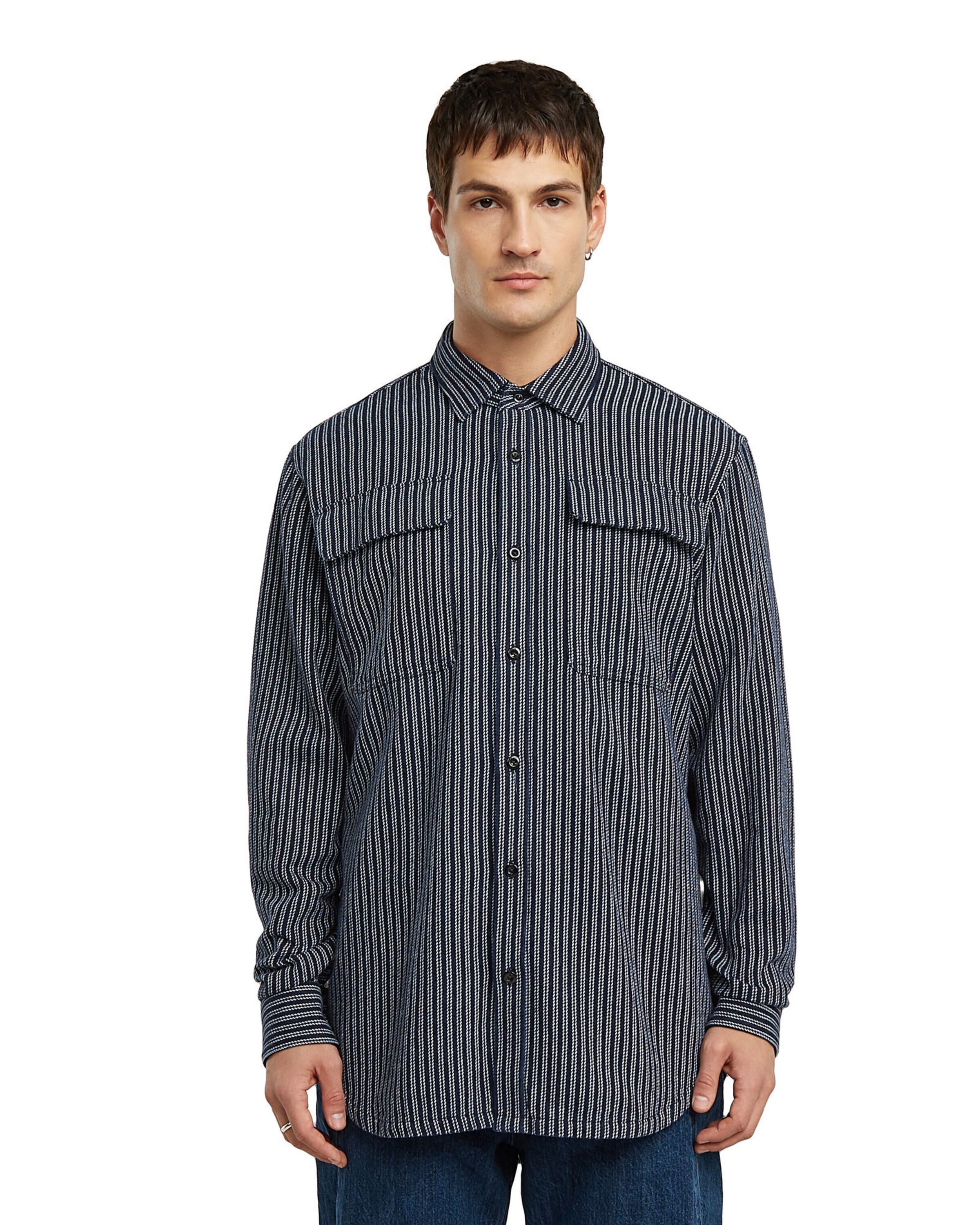 G-STAR Regular fit Button Up Shirt in Blue: front