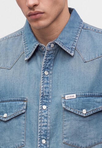 GUESS Regular fit Button Up Shirt in Blue