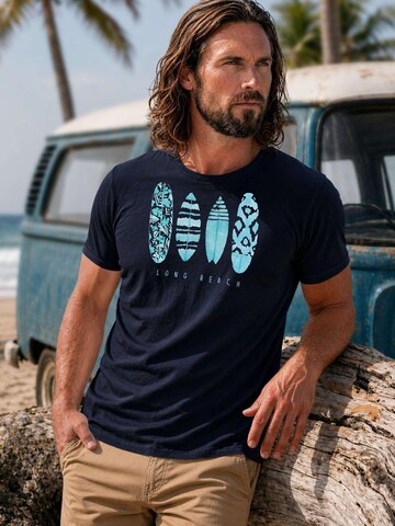 Neverless Shirt 'Long Beach'‌‌‌‌‌‌‌‌‌ in Blau