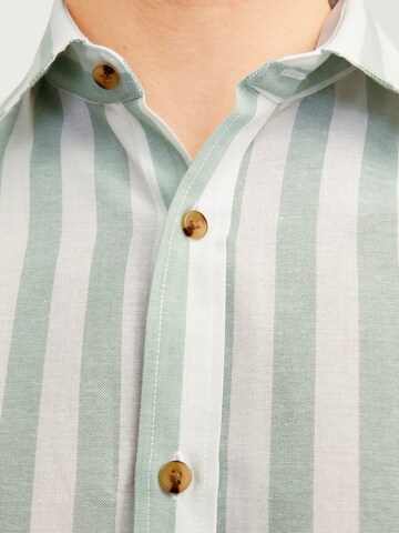 JACK & JONES Slim fit Button Up Shirt 'JOSHUA' in Green