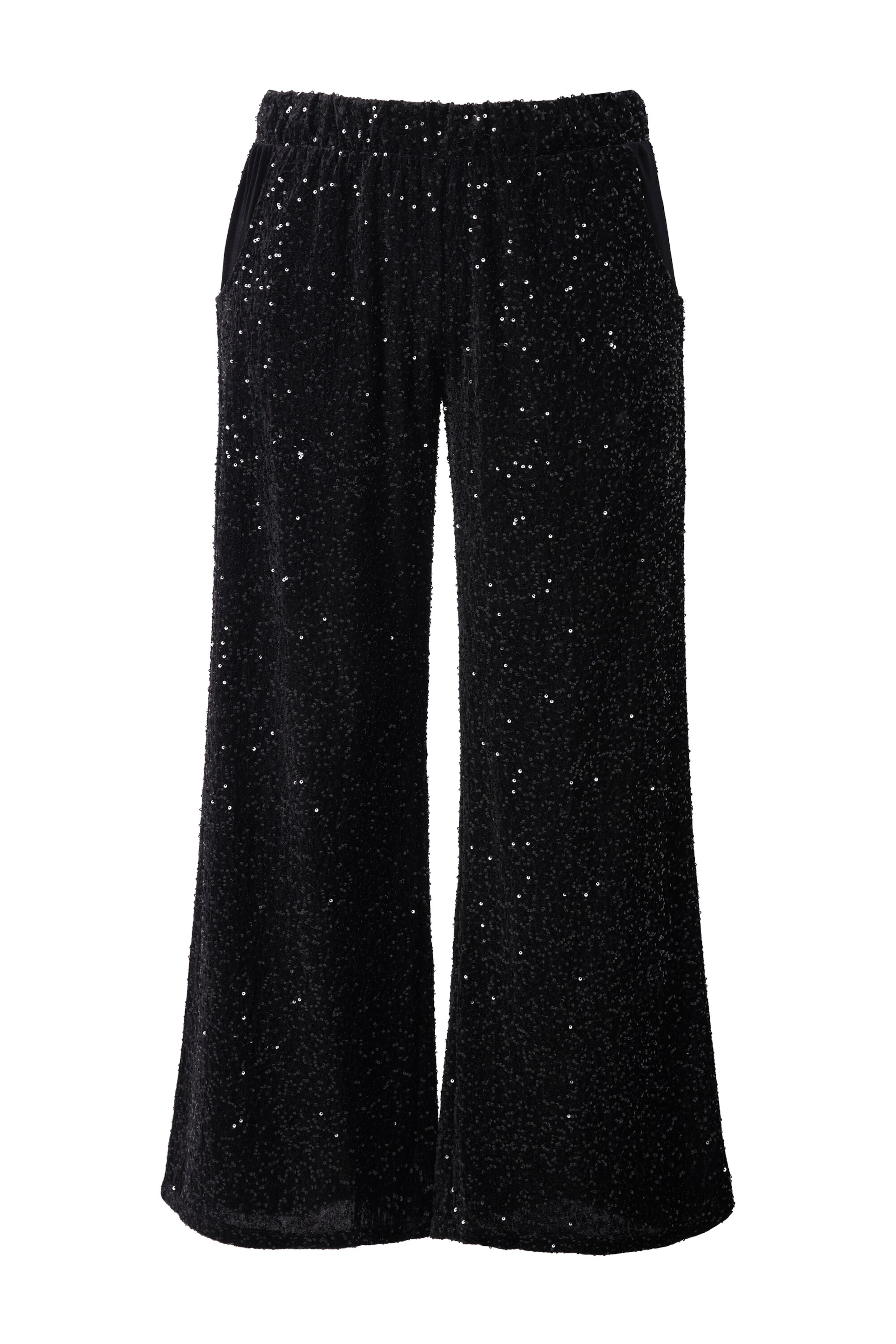 MIAMODA Flared Trousers in Black: front