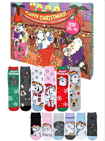 pummel & friends Socks 'Adventskalender Pummeleinhorn mit 12 Paar' in Mixed colors: front