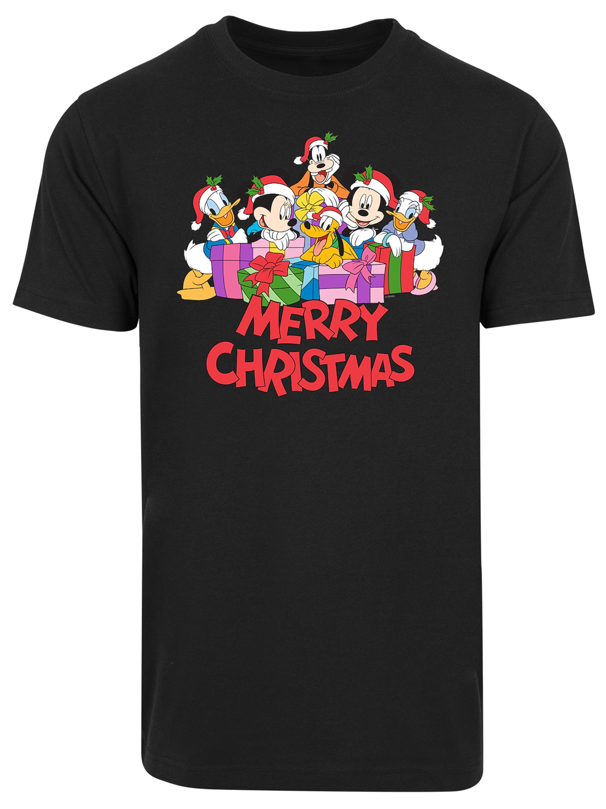 Männer Große Größen F4NT4STIC T-Shirt 'Micky Maus Merry Christmas' in Schwarz - JT90581