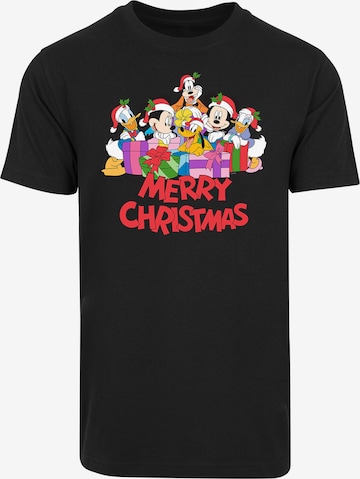 F4NT4STIC Shirt 'Micky Maus Merry Christmas' in Zwart: voorkant