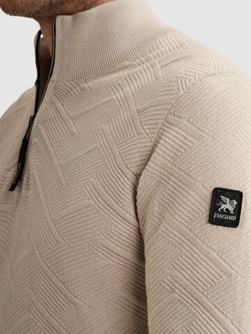 VANGUARD Sweater 'Pullover with half-zip and allover texture' in Grey