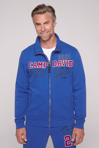 CAMP DAVID Zip-Up Hoodie in Blue: front