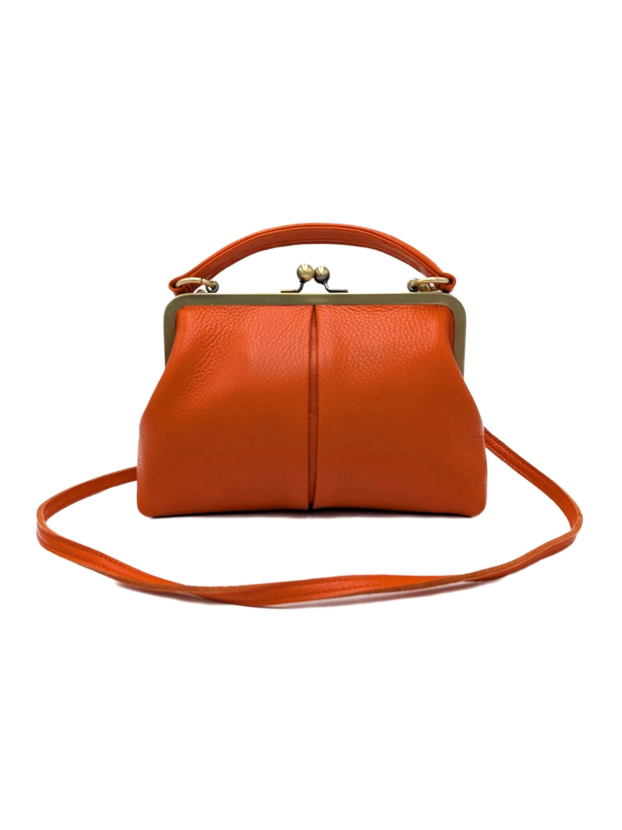 Borsa a mano 'Kleine Olive – Leder Handtasche & Umhängetasche' di Taschenkinder in arancione