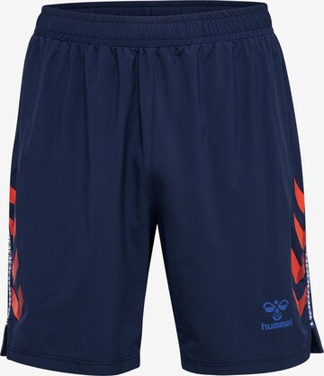 Hummel Regular Workout Pants in Blue: front