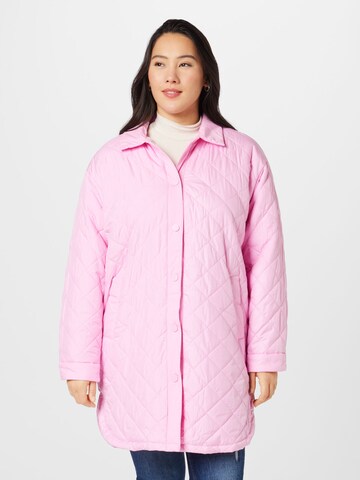 ONLY Carmakoma Ανοιξιάτικο και φθινοπωρινό παλτό 'NEWTANZIA' σε ροζ: μπροστά