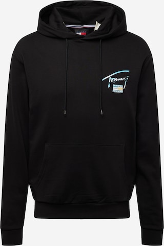 Tommy Jeans Zip-Up Hoodie in Black: front