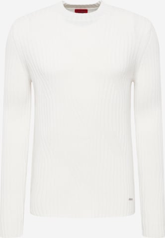HUGO Пуловер 'Scablor' в бяло: отпред